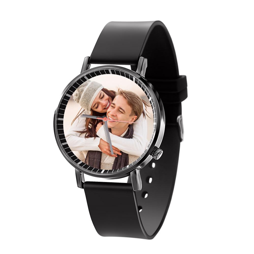 custom black plastic band quartz watch (gift box available) with bag