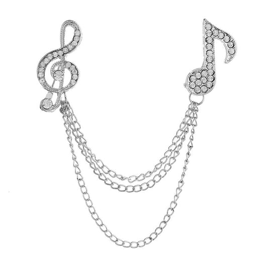 twins music notes brooch silver