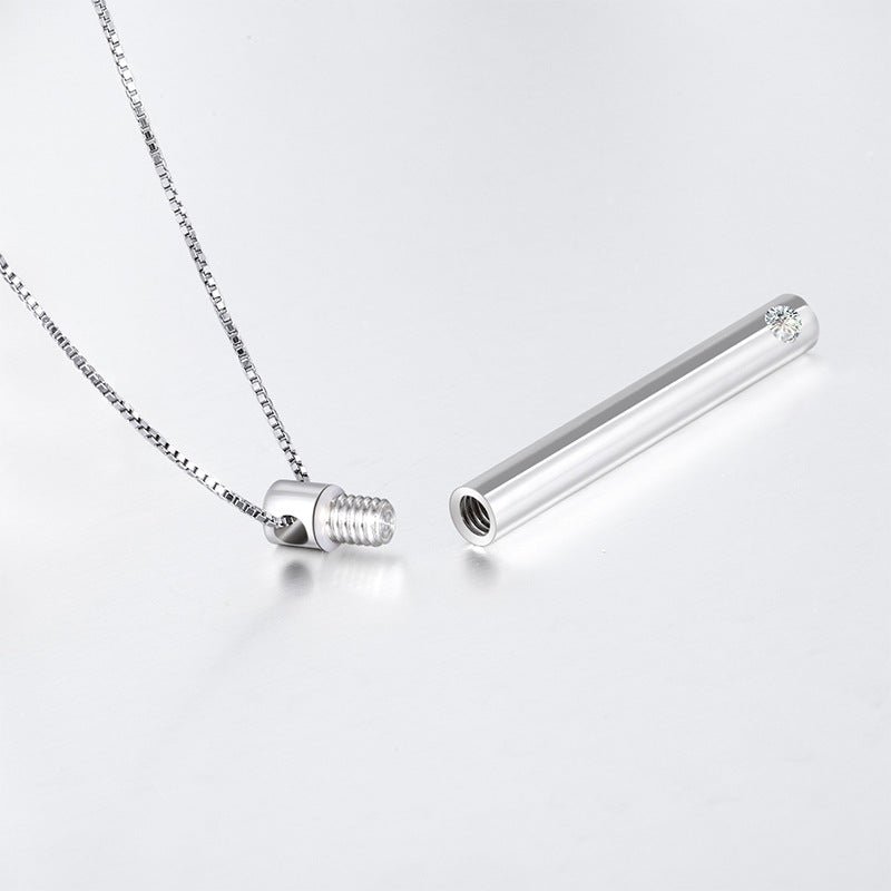 YFN S925 Urn Tube Necklace Cremation Jewelry for Ashes / Perfume Memorial Pendant for Pet Ashes Keepsake Hair Memorial Pendant, stay with me forever, memorial necklace