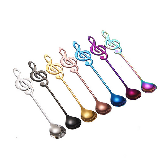 music note colorful stainless steel spoon