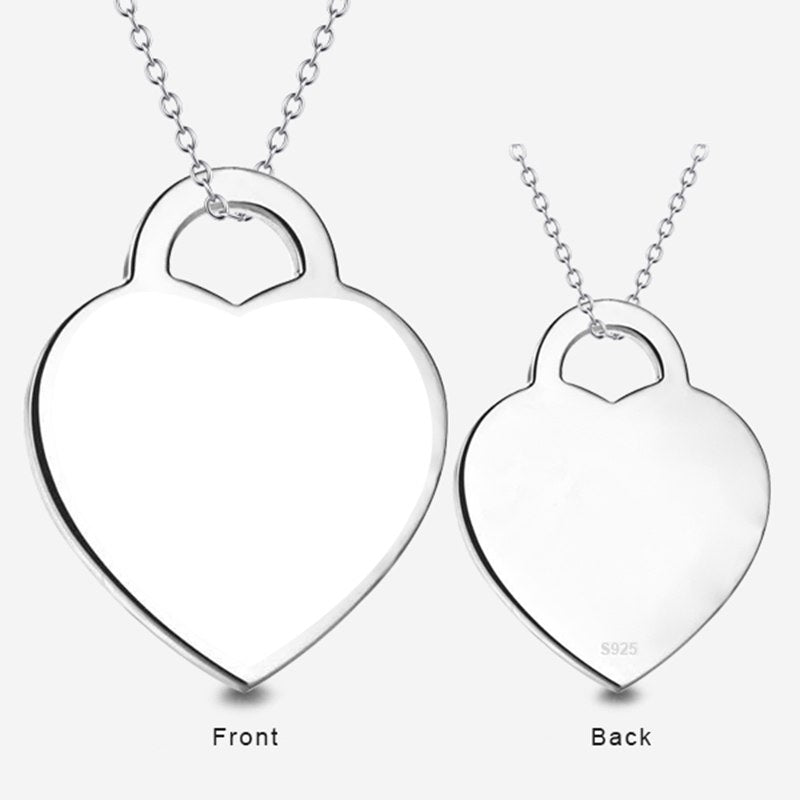 personalized photo and words heart-shaped pendant necklace