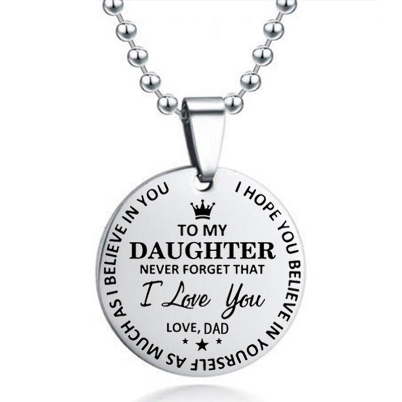 dad/mom to daughter round stainless steel pendant beads chain necklace from dad