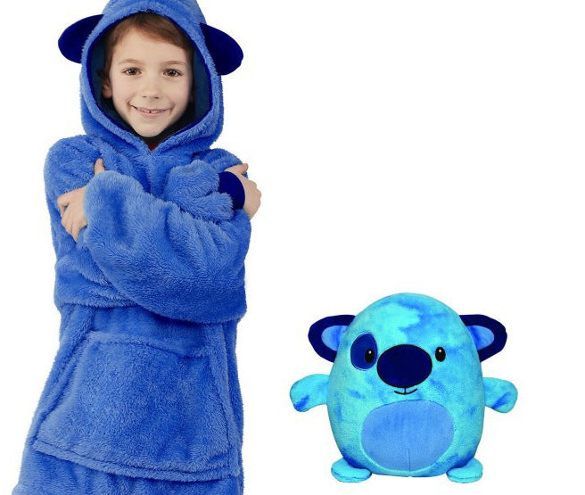 cartoon pillow (transform into kid hoodie) blue