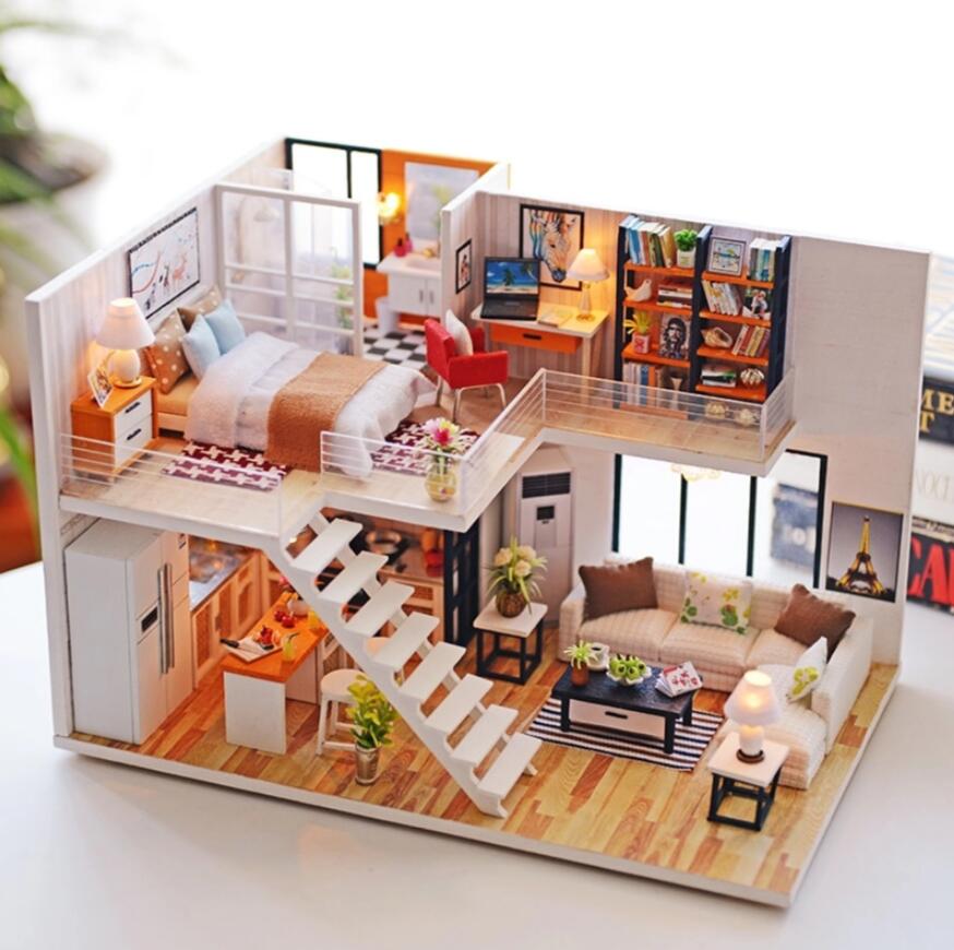 diy loft apartment miniature dollhouse with furniture default title