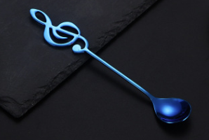 music note colorful stainless steel spoon blue