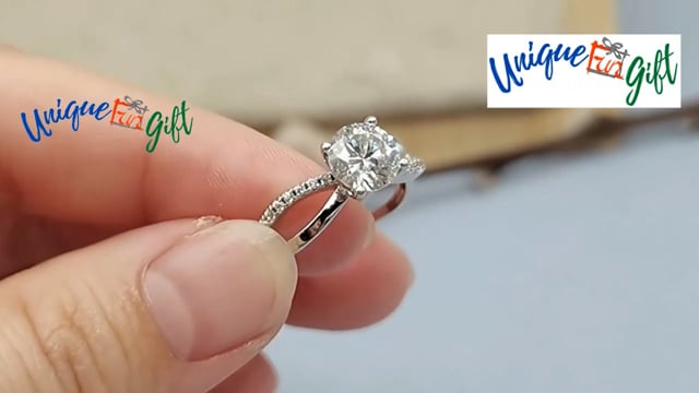 Engagement Ring, Wedding Ring, Promise Ring, Gift for Her, Gift for Girlfriend, girl, Gift for Women, Gift for Mother, Mom, Mum, Valentine’s Day, Mother’s Day, Infinity Solitaire 1ct Moissanite Diamond Ring S925 Sterling Silver with GRA Certificate with gift box