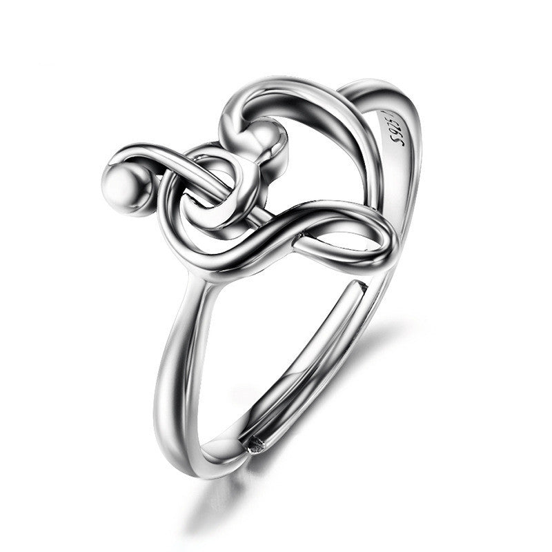 s925 sterling silver vintage music note ring