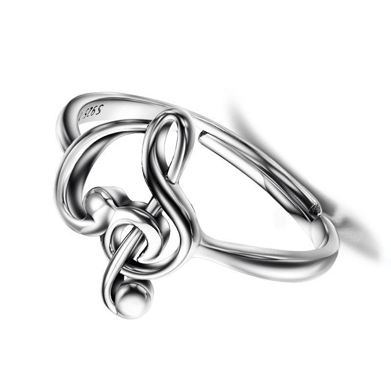 s925 sterling silver vintage music note ring
