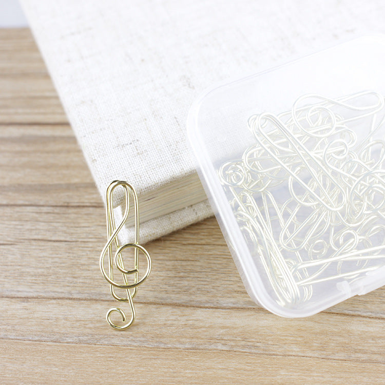 music note treble cleg-shaped paperclips (10 pieces) gold