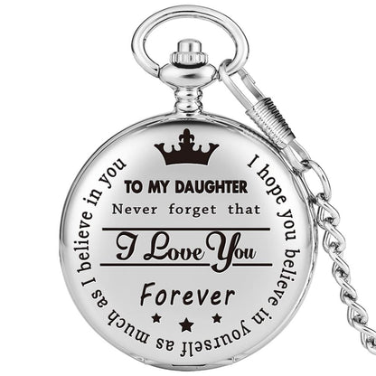 "to my daughter" vintage quartz pocket watch silver