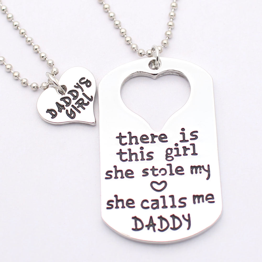 2 pieces daddy & daughter necklaces (or a keychain) father's day necklace + necklace