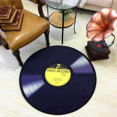 music vinyl record round non-slip carpet