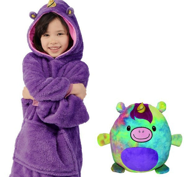 cartoon pillow (transform into kid hoodie) violet