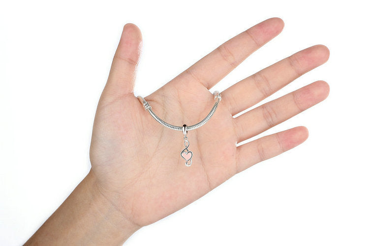 s925 sterling silver heart-shape music pendant (necklace not included)