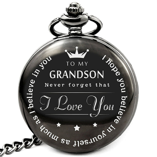"to my grandson" vintage pocket watch black