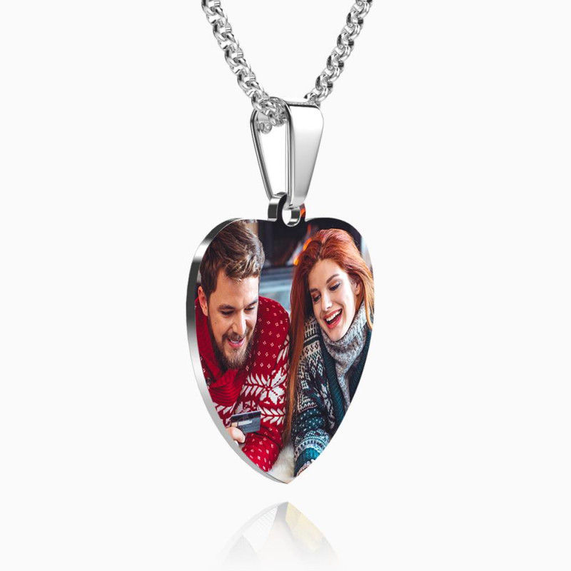 custom photo double-sided heart necklace