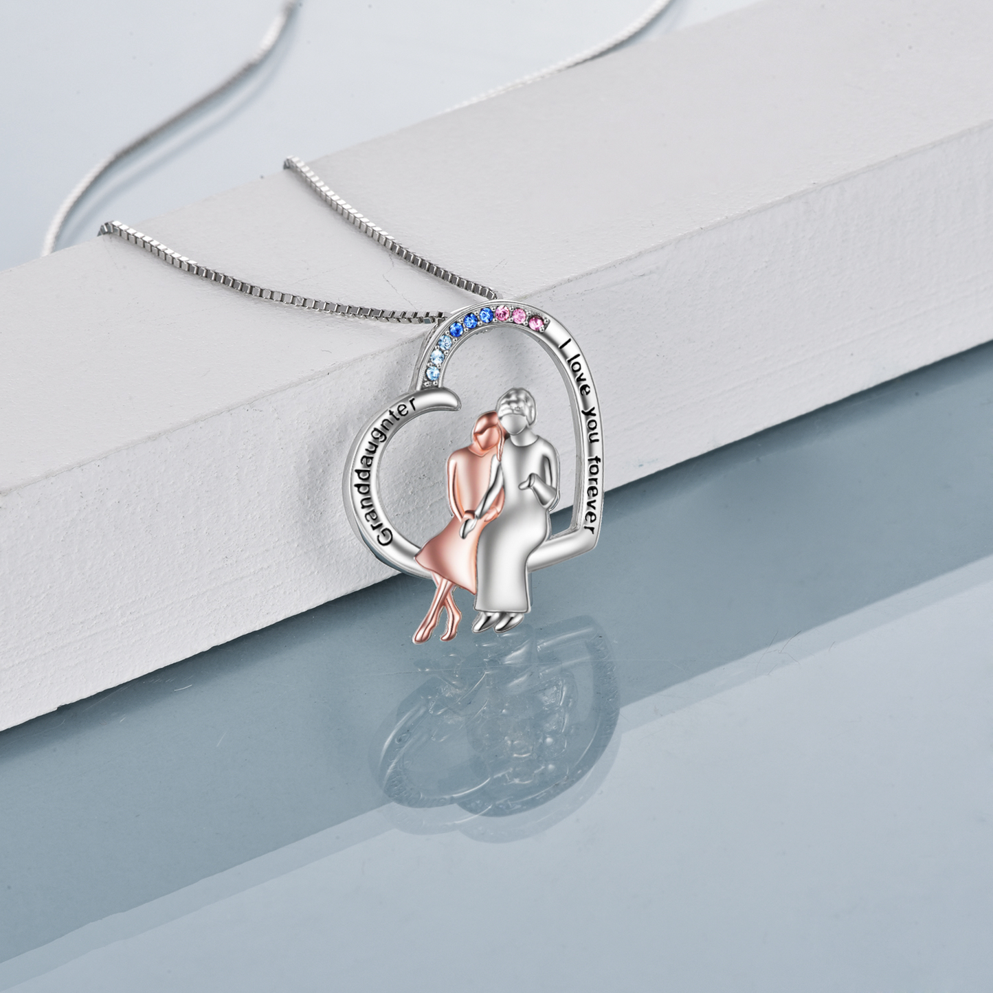 grandma to granddaughter s925 sterling silver heart-shaped necklace (gift box included)