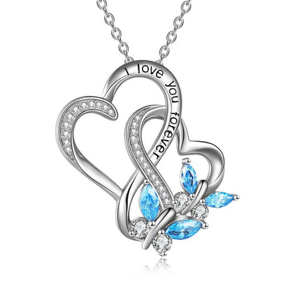 s925 sterling silver butterflies & hearts necklace (gift box included) default title