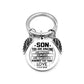 dad / mom "to my son" round inspirational keychain with angel wings 18
