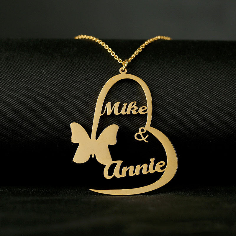 personalize 2 names custom necklace gold