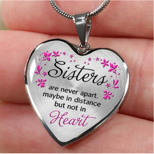 to sister heart epoxy pendant inspirational necklace