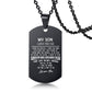dad/mom "to my son" stainless steel rectangular inspirational necklace 16