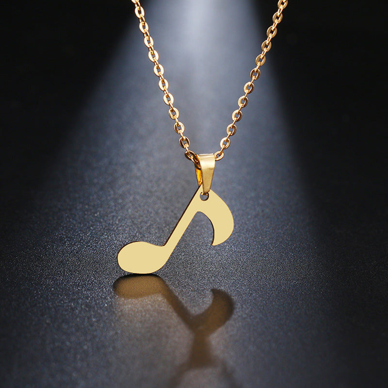 music note quaver pendant necklace gold