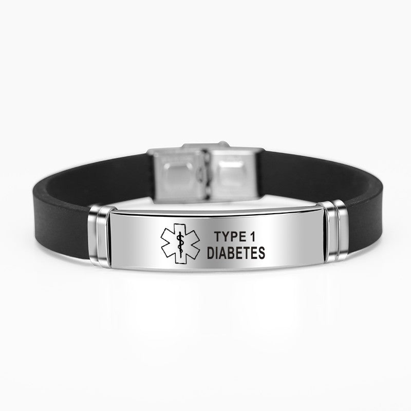 adjustable medical alert stainless steel id bracelet type 1 diabetes
