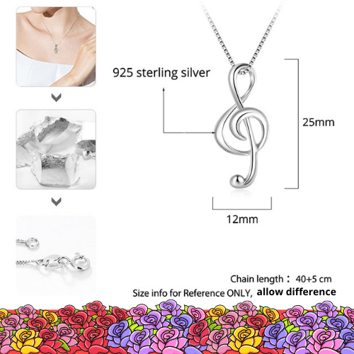 s925 sterling silver treble clef necklaces