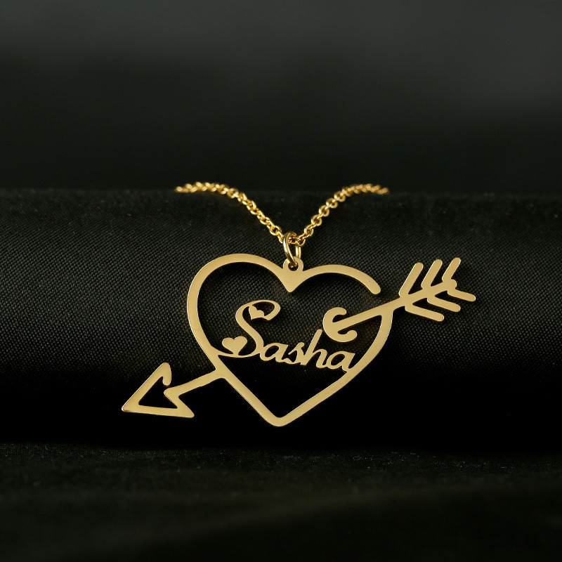 custom arrow piercing name necklace rose gold