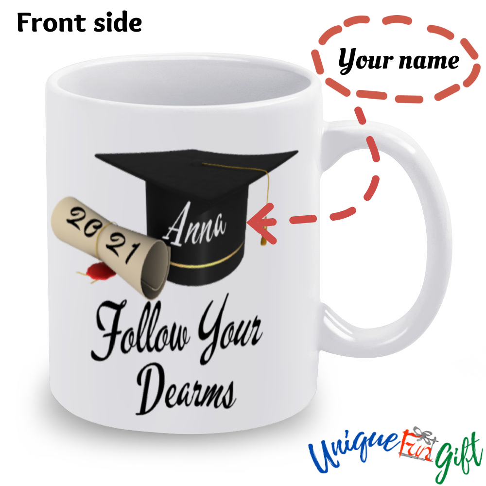 custom mug gift for graduation [made in usa] follow your dreams