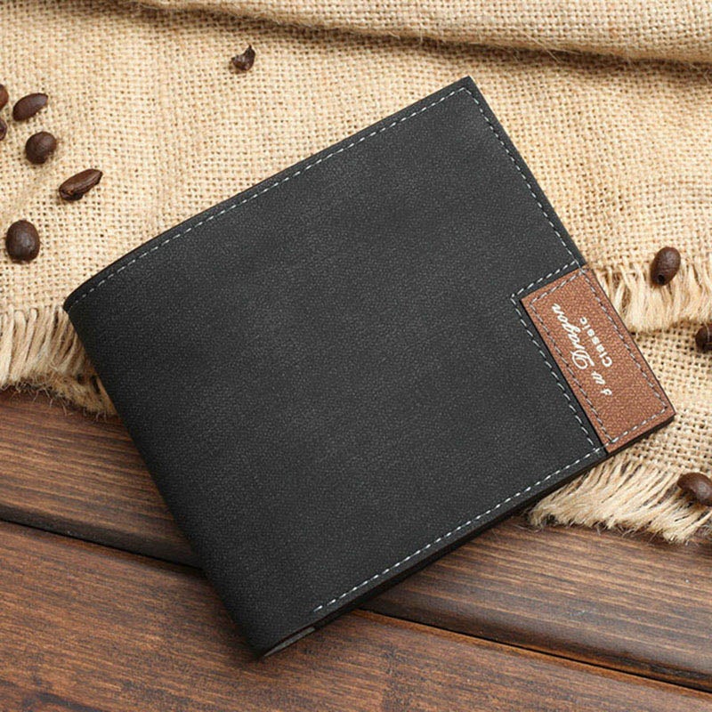 personalized photo and text engraved men's short wallet black