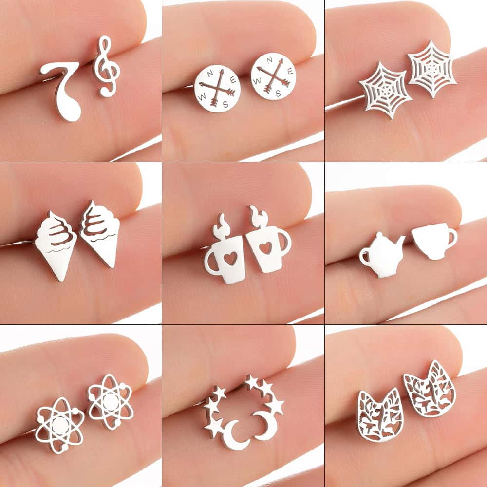 wide range of stainless steel stud earrings