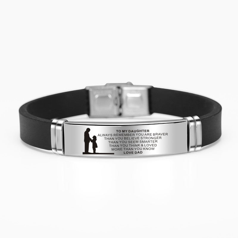 "to my daughter" painting stainless steel silicone bracelet