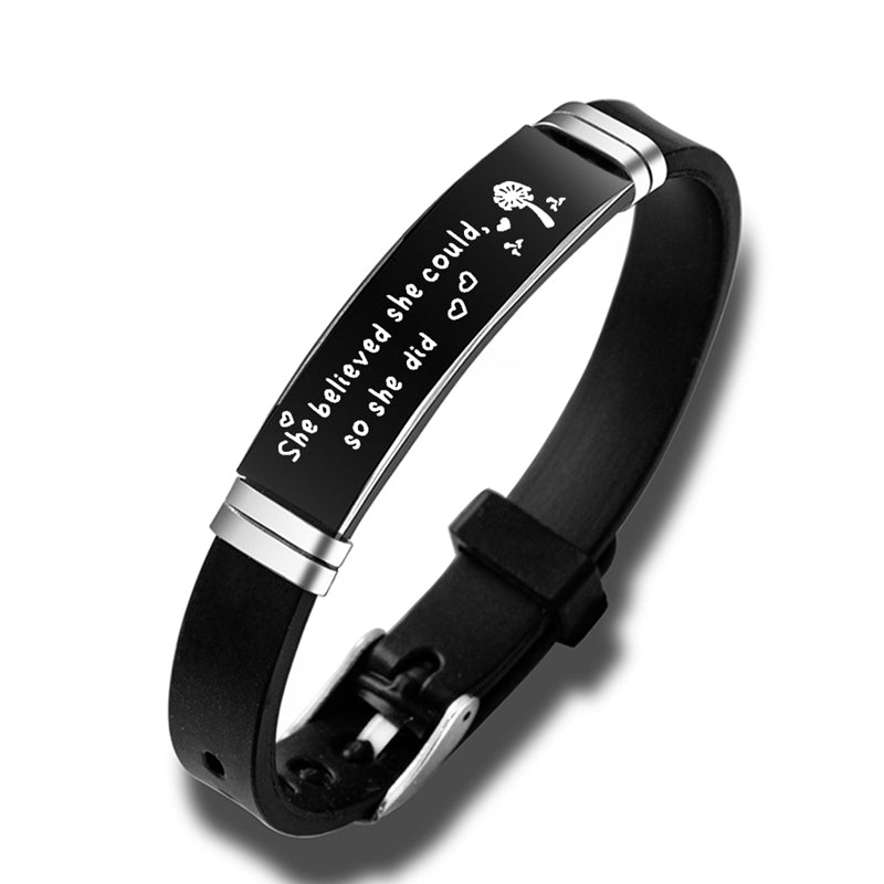 class of 2022 graduation black stainless steel silicone bracelet design3