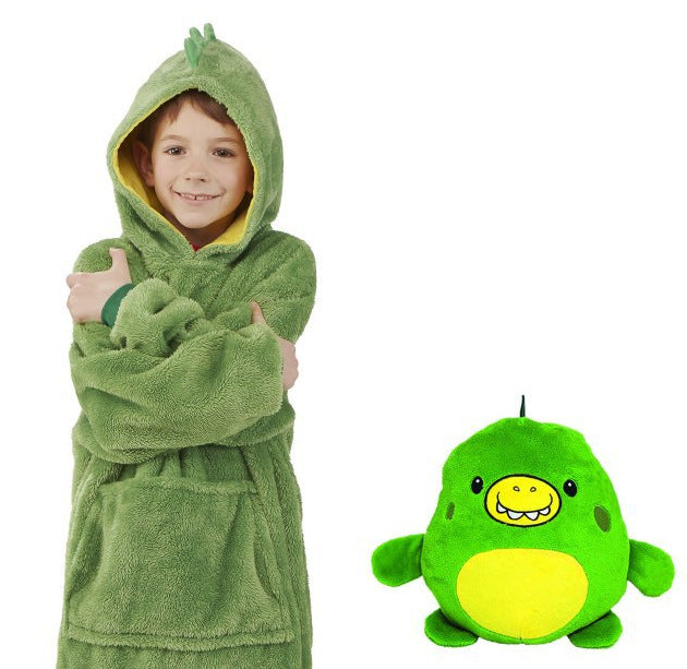 cartoon pillow (transform into kid hoodie) green