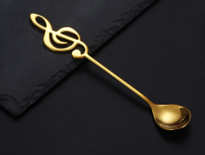 music note colorful stainless steel spoon gold