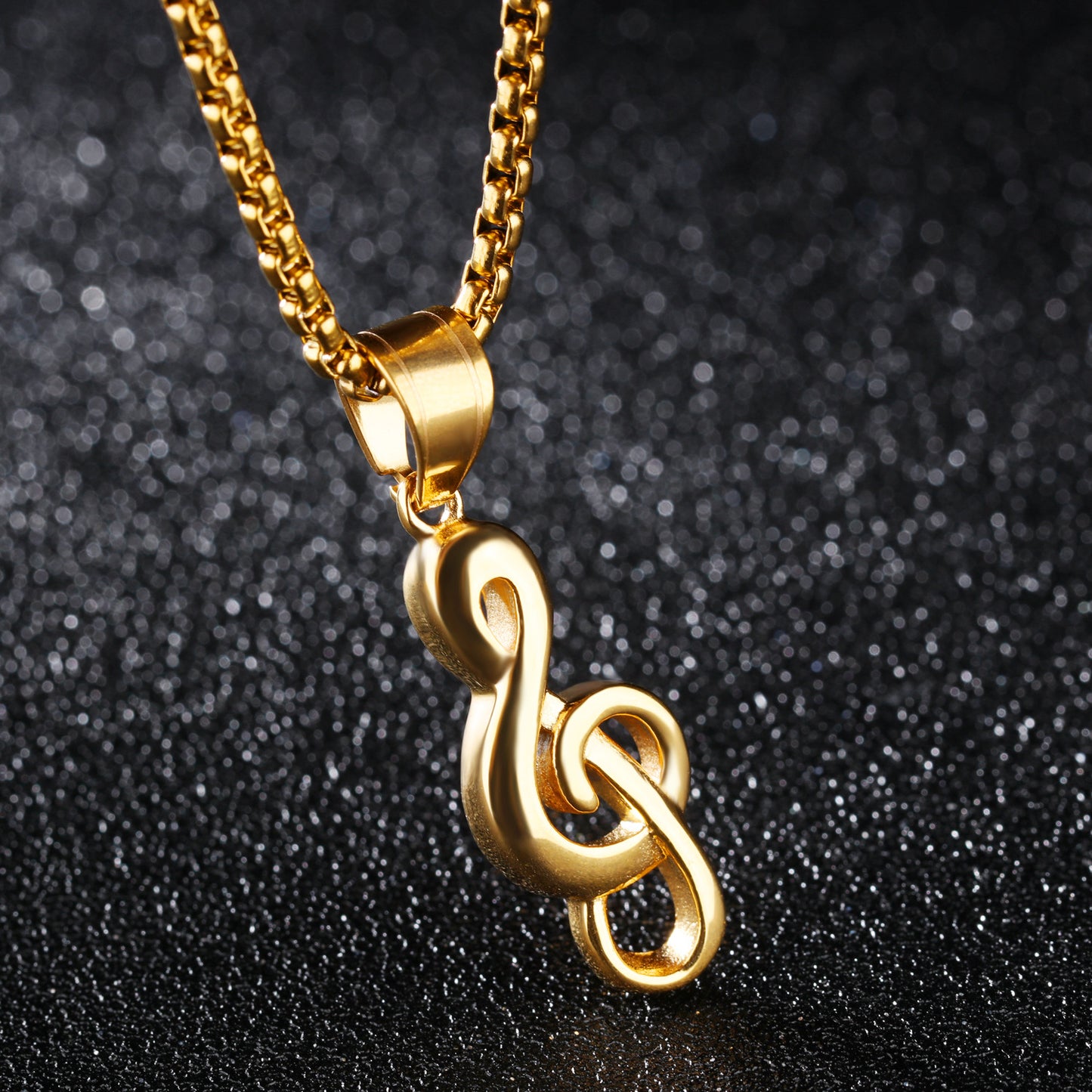 treble clef necklace gold with chain