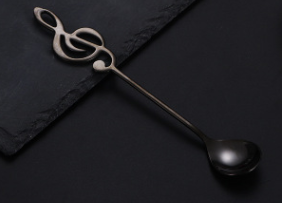 music note colorful stainless steel spoon black