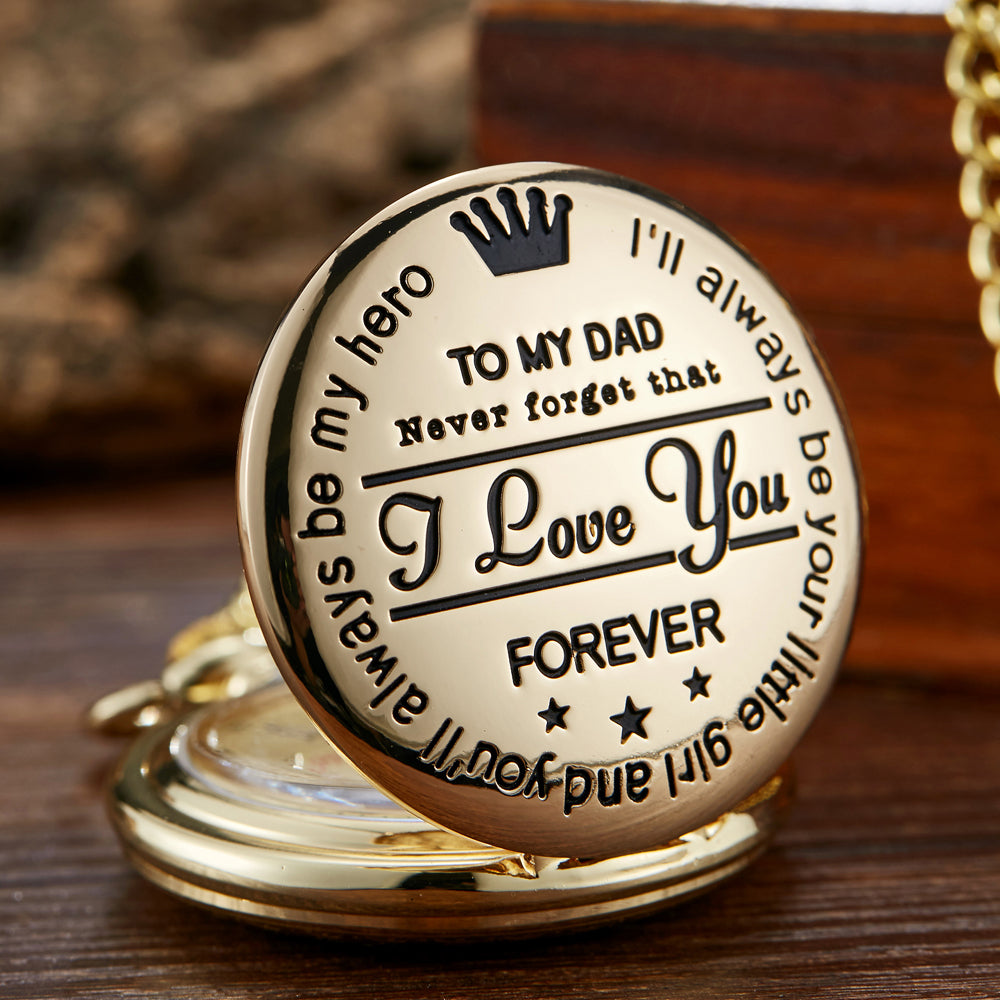 "to my dad" vintage quartz pocket watch golden