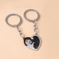 black & white cats stainless steel couple heart-shaped keychains