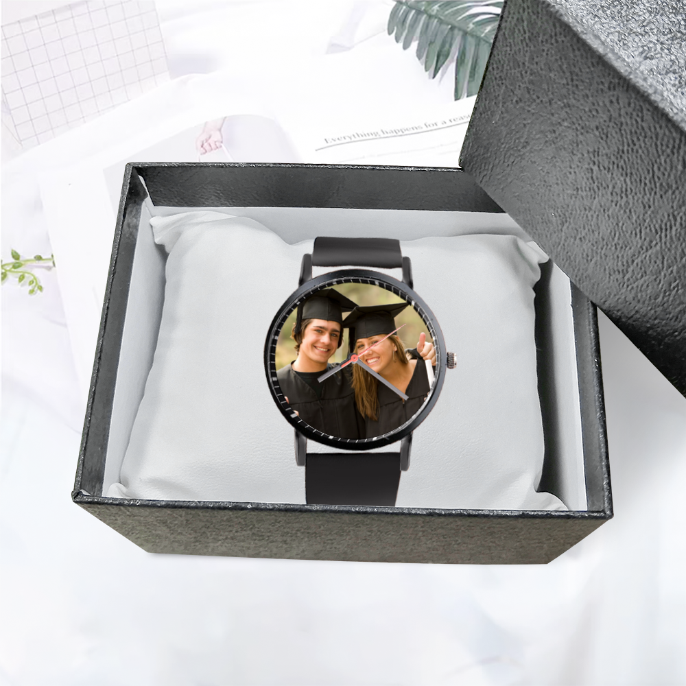 graduation custom black plastic band quartz watch (gift box available)