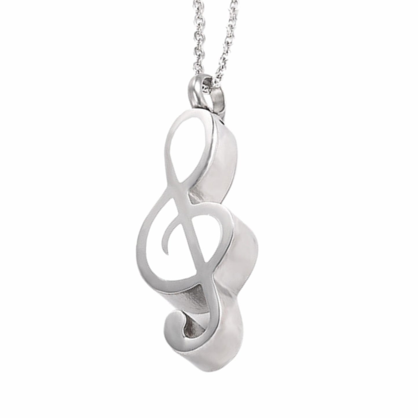 Music Note URN Necklace, Stainless Steel Cremation Memorial Keepsake Pendant Jewelry for Ashes (Funnel & Pin included) (Silver + White, 1)