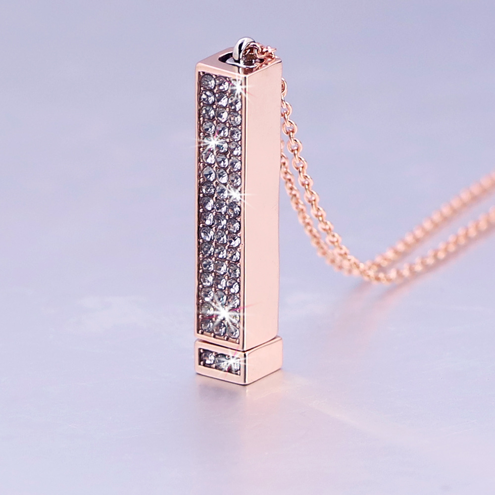custom name retractable diamond rod necklace