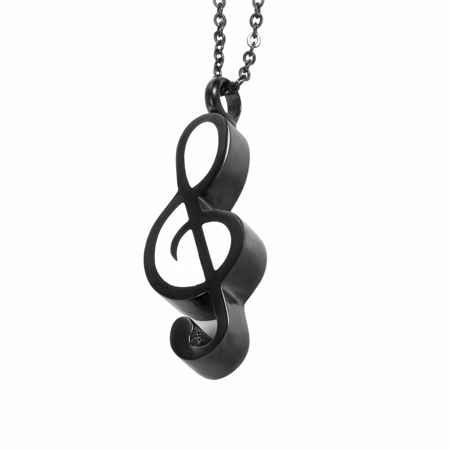 Music Note URN Necklace, Stainless Steel Cremation Memorial Keepsake Pendant Jewelry for Ashes (Funnel & Pin included) (Black + White, 1)