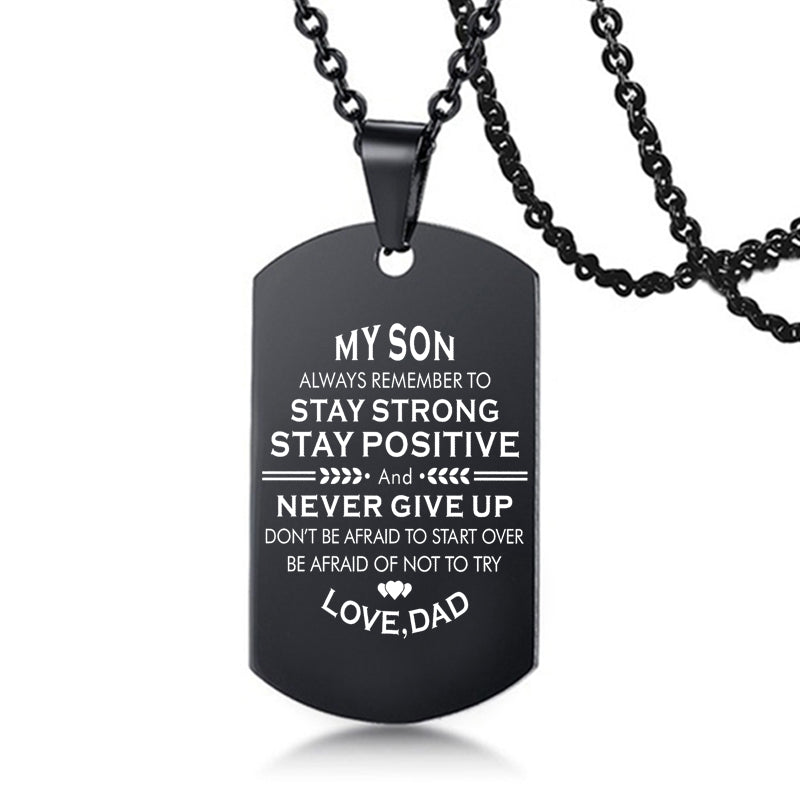 dad/mom "to my son" stainless steel rectangular inspirational necklace 7