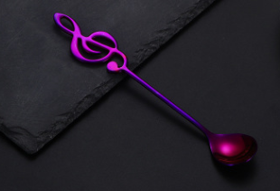music note colorful stainless steel spoon purple