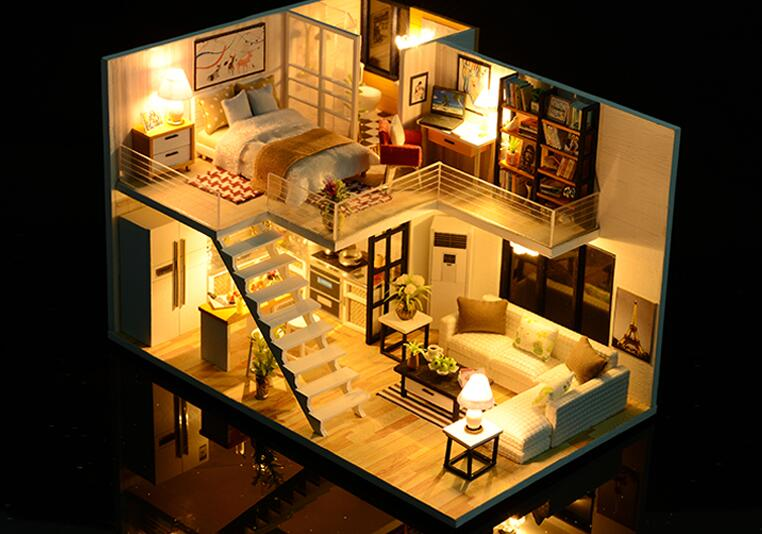 diy loft apartment miniature dollhouse with furniture