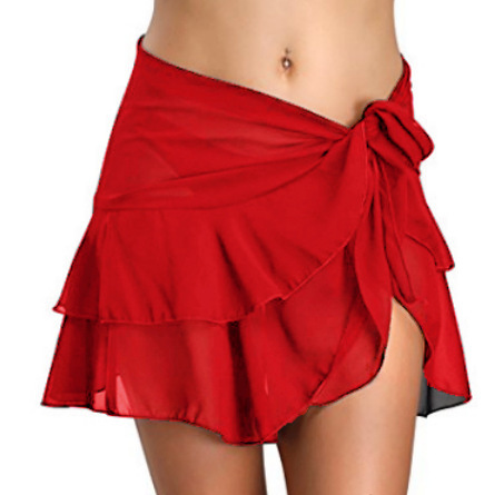 chiffon bikini beach skirt red