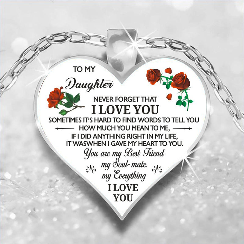 dad/mom to daughter flower décor heart-shape inspirational necklace 5 from parent